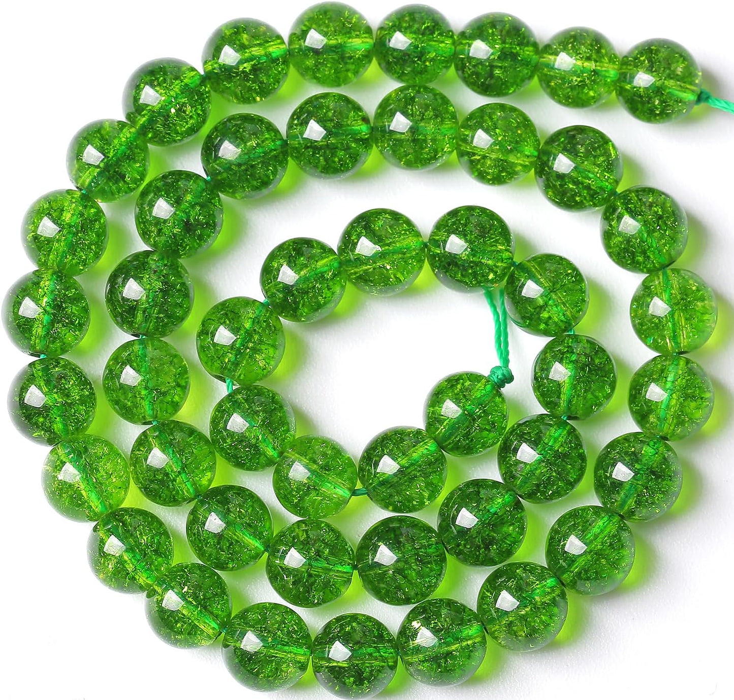 10MM Green Peridot Crystal Quartz Beads Natural Gemstone Beads Round Loose Beads for Jewelry and Bracelets Making 72pcs 2 Strands 32"