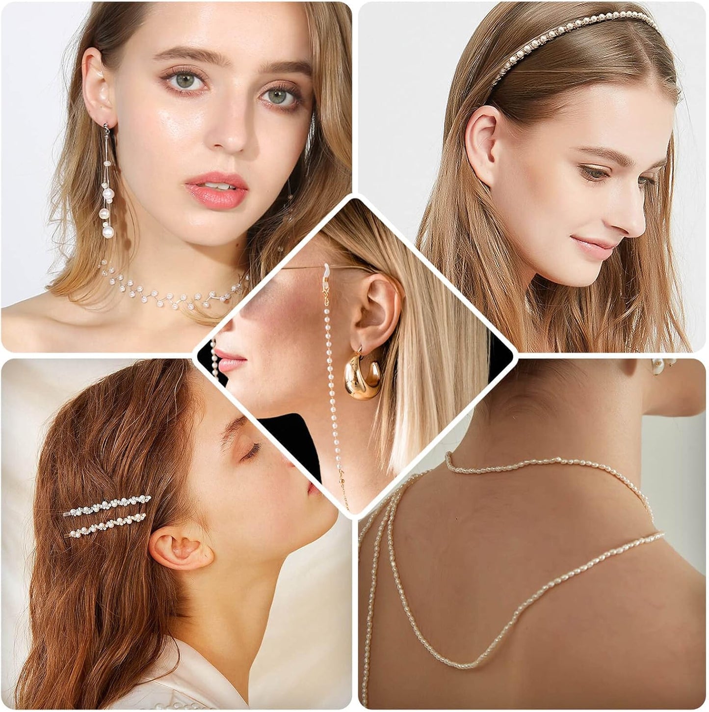 Pearl Beads for Craft, Anezus 2000pcs Ivory Faux Fake Pearls, 4 MM Small Sew on Pearl Beads with holes for Jewelry Making, Bracelets, Necklaces, Hairs, Crafts, Decoration and Vase Filler