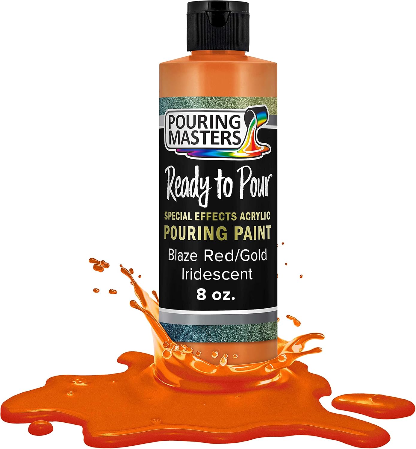 Pouring Masters Blaze Red/Gold Iridescent Special Effects Acrylic Pouring Paint - Premium 8-Ounce Pre-Mixed Fluid Acrylic Paint - Fluid Art Supplies for Canvas, Wood, Paper, Tile & Rocks