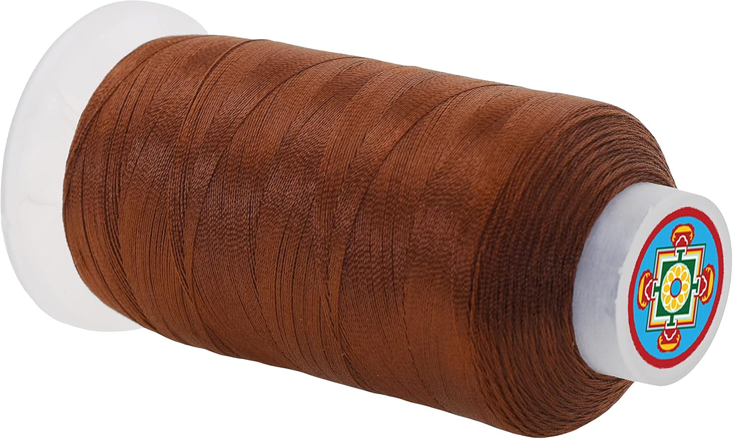 Mandala Crafts Brown Heavy Duty Thread -1500 Yds Tex 70 Thread for Sewing Drapery Jeans Leather Hair - Bonded Polyester Thread Outdoor Marine Upholstery Threads