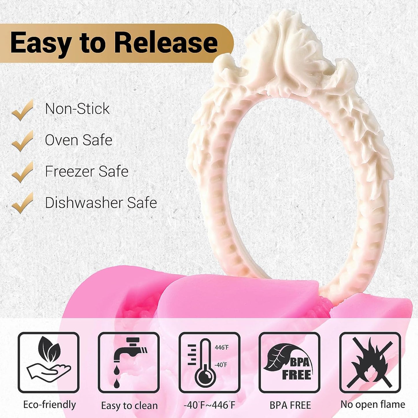 JOERSH 4PCS Baroque Frame Mold, Picture Photo Frames and Mirrors Silicone Fondant Mold for Cake Decorating, Cupcake Topper, Chocolate, Candy, Sugarcraft, Dessert Decor