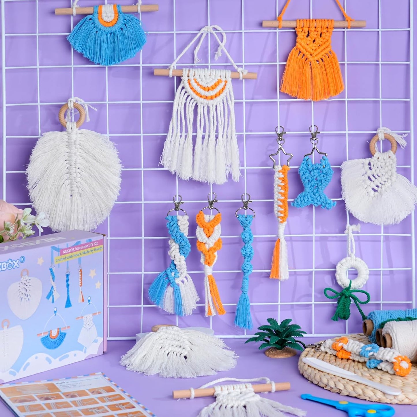 NEXBOX Macrame Kit for Kids & Adults Beginners, DIY Crafts for Girls Age 6-8 8-12 Year Old, Gifts Ideas for Birthday & Christmas - Colorful 3mm Cord