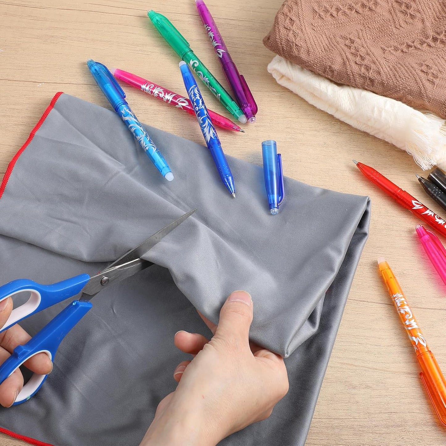 12pcs Heat Erasable Pens for Fabric, Fabric Marking Pens Fabrics Markers No Ghost Lines, Disappearing Ink for Precise Marking for Quilting Sewing Embroidery DIY Dressmaking Fabrics Tailors Chalk