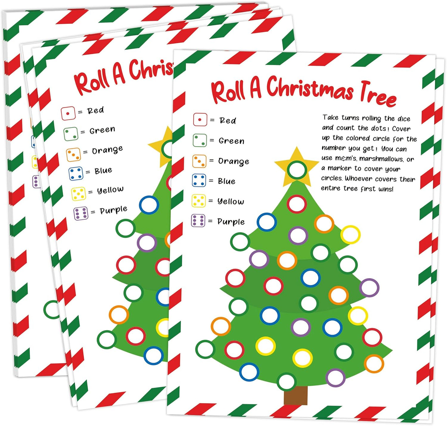 Roll A Christmas Tree Dice Game, Christmas Games for Families & Large Groups-25 Players, Xmas Party Games for Adults, Red and Green Theme Winter Holiday Decorations White Elephant Gifts Ideas