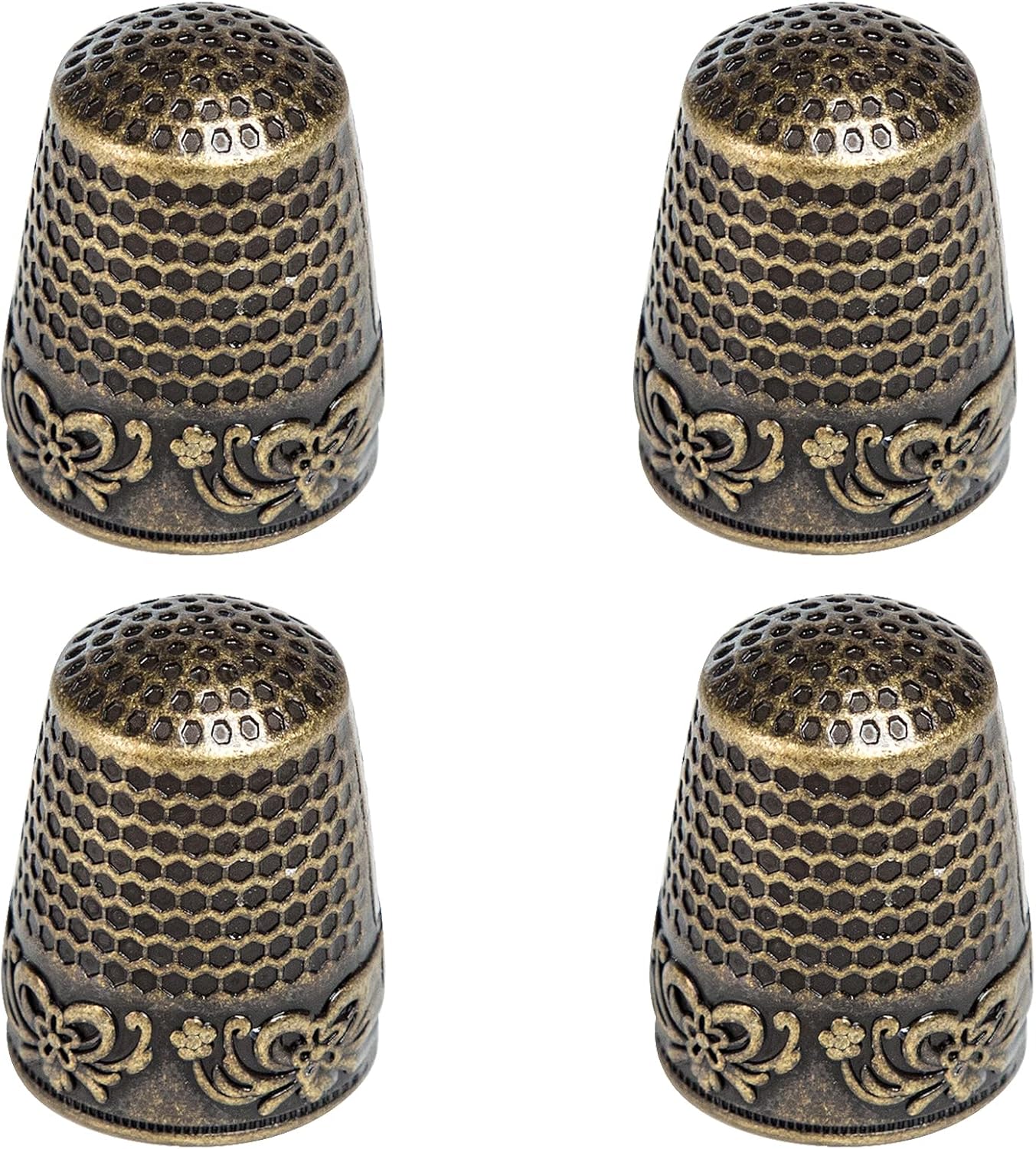 J.CARP 4Pcs Sewing Thimble, Copper Color Sewing Thimble Finger Protector, Finger Shield Fingertip Thimble Sewing Quilting Craft, Accessories DIY Sewing Tools