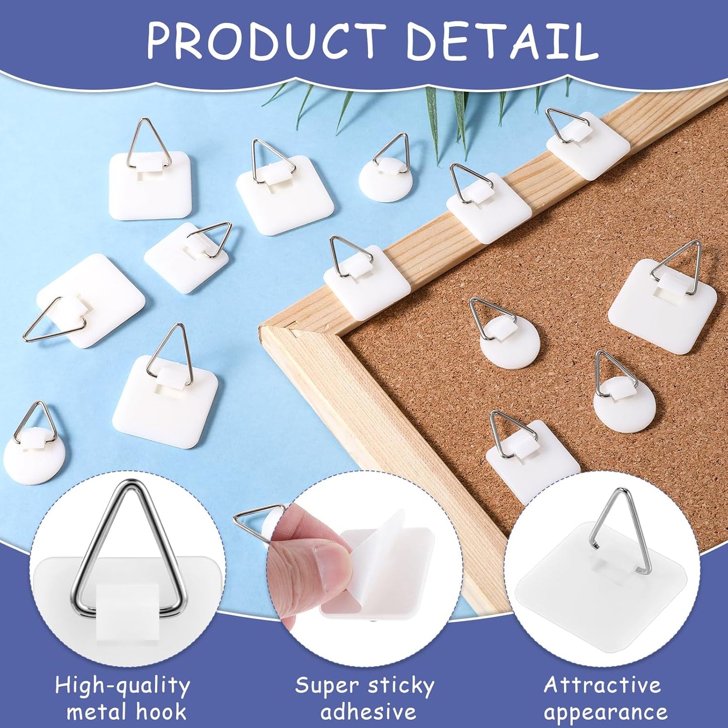 simarro 15PCS Adhesive Picture Hanger, Picture Hanging Hooks Without Nails Foamboard Pictures Hanging Hooks Plate Hangers for The Wall for Plate Frame Wall Art Decor Bathroom Closet(Round Square)