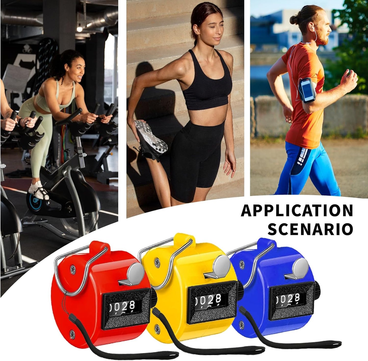 Handheld Clicker Counters - Golf Digital 4-Digit Baseball Finger Click Mechanical Tally Counter with 3pcs Lanyard for Sports Events Coaching Counting