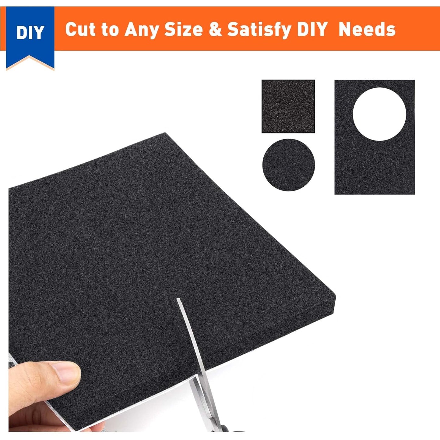 MAGZO 8Pcs Adhesive Foam Padding 1/2 in Thick X 4 in X 4 in,Closed Cell Foam Sheets Neoprene Rubber Self Stick Pads Anti Vibration Pads,Black (4in x 4in x 1/2in, 8Pcs)
