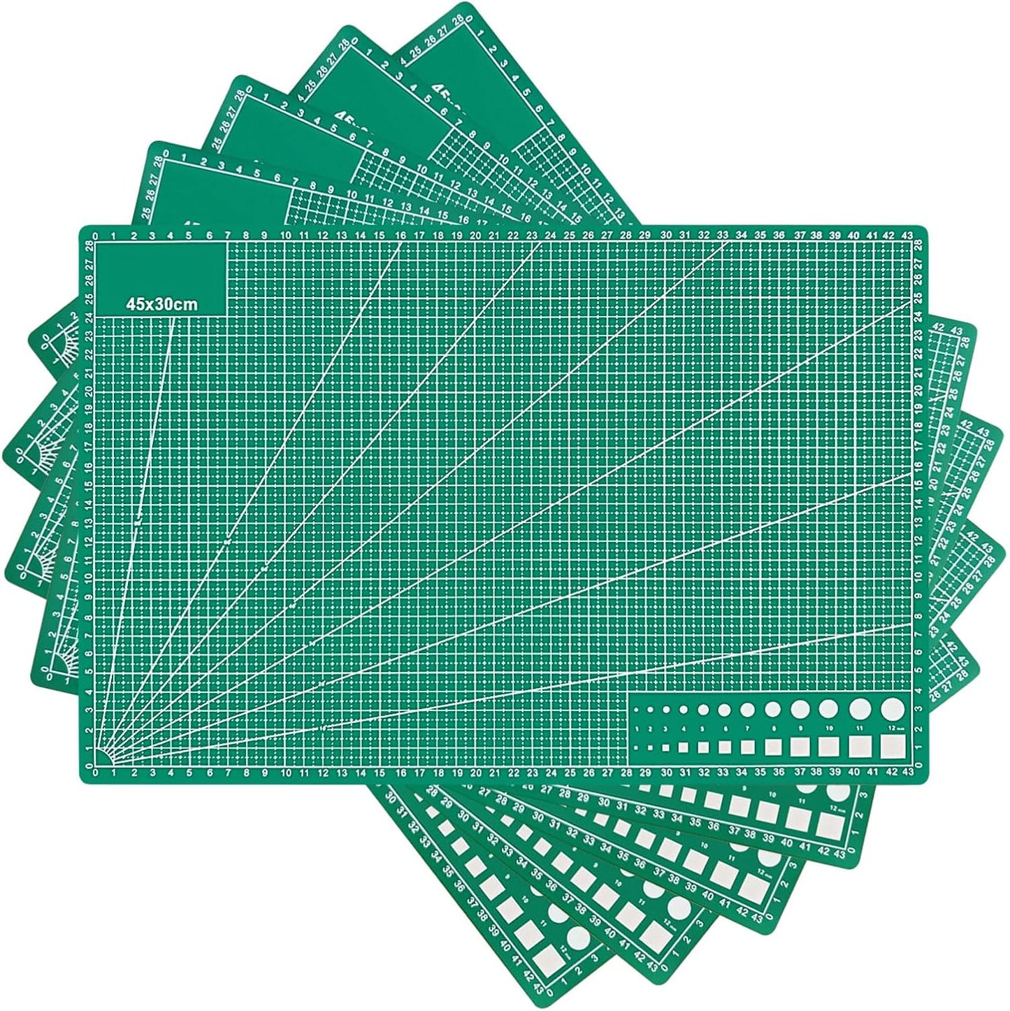 5 PCS Self Healing Cutting Mat 12" x 18": Sewing Rotary Cutting Mat for Crafts and Fabric Sewing Scrapbooking Quilting and Precision Cutting (5, Green)