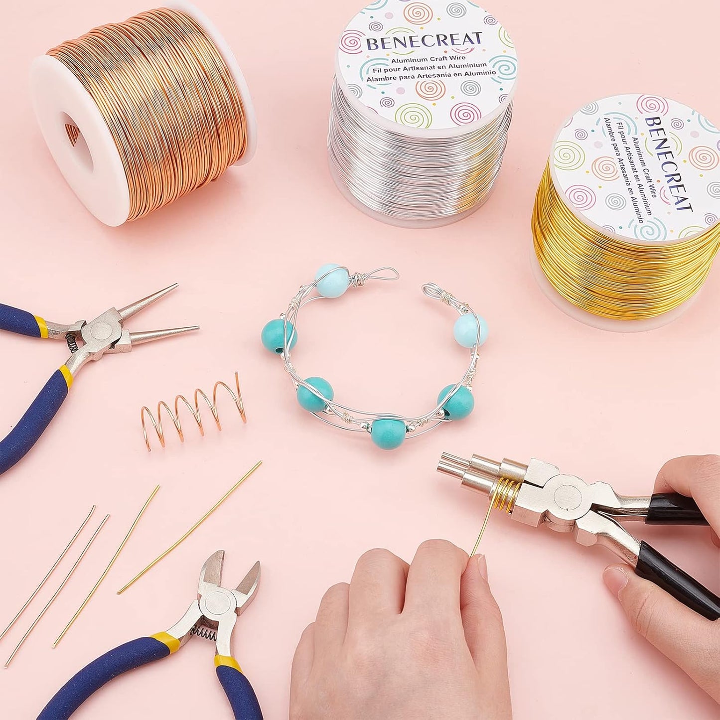 BENECREAT 12 17 18 Gauge Aluminum Wire (18 Gauge,492 FT) Anodized Jewelry Craft Making Beading Floral Colored Aluminum Craft Wire - FireBrick