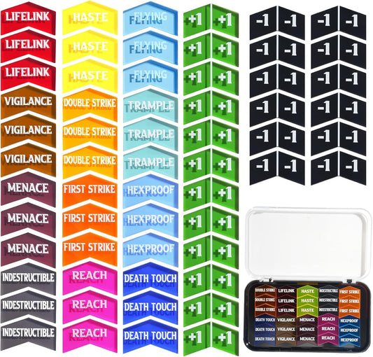 60 PCS MTG Keyword Counters Buff Abilities Counter Tokens with Box for Magic The Gathering, MTG, TCG, Card Games Accessories (Multicolor, 60)