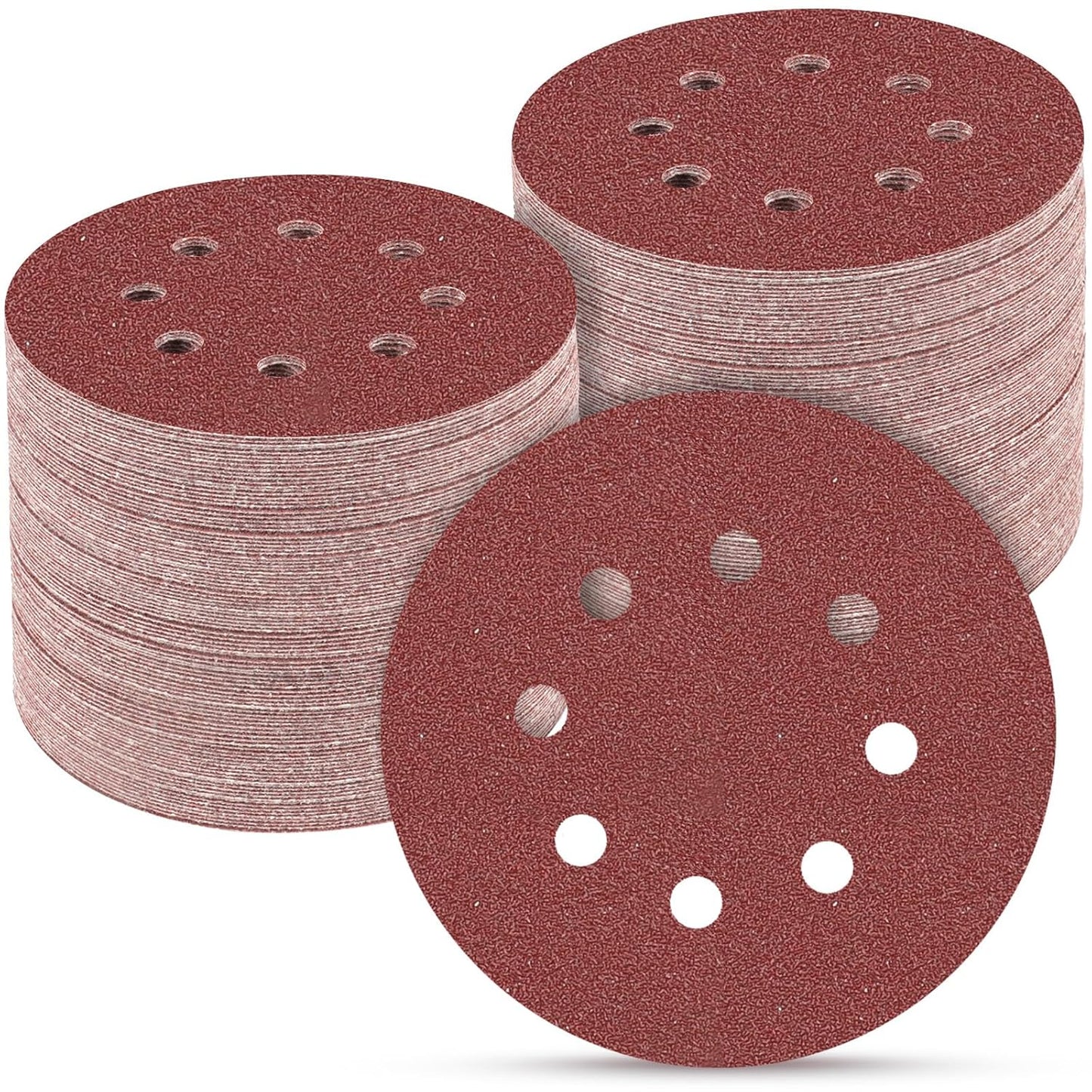 100 PCS 5 Inch Sanding Discs 80 Grit, Round Hook and Loop Sandpaper for Random Orbital Sander