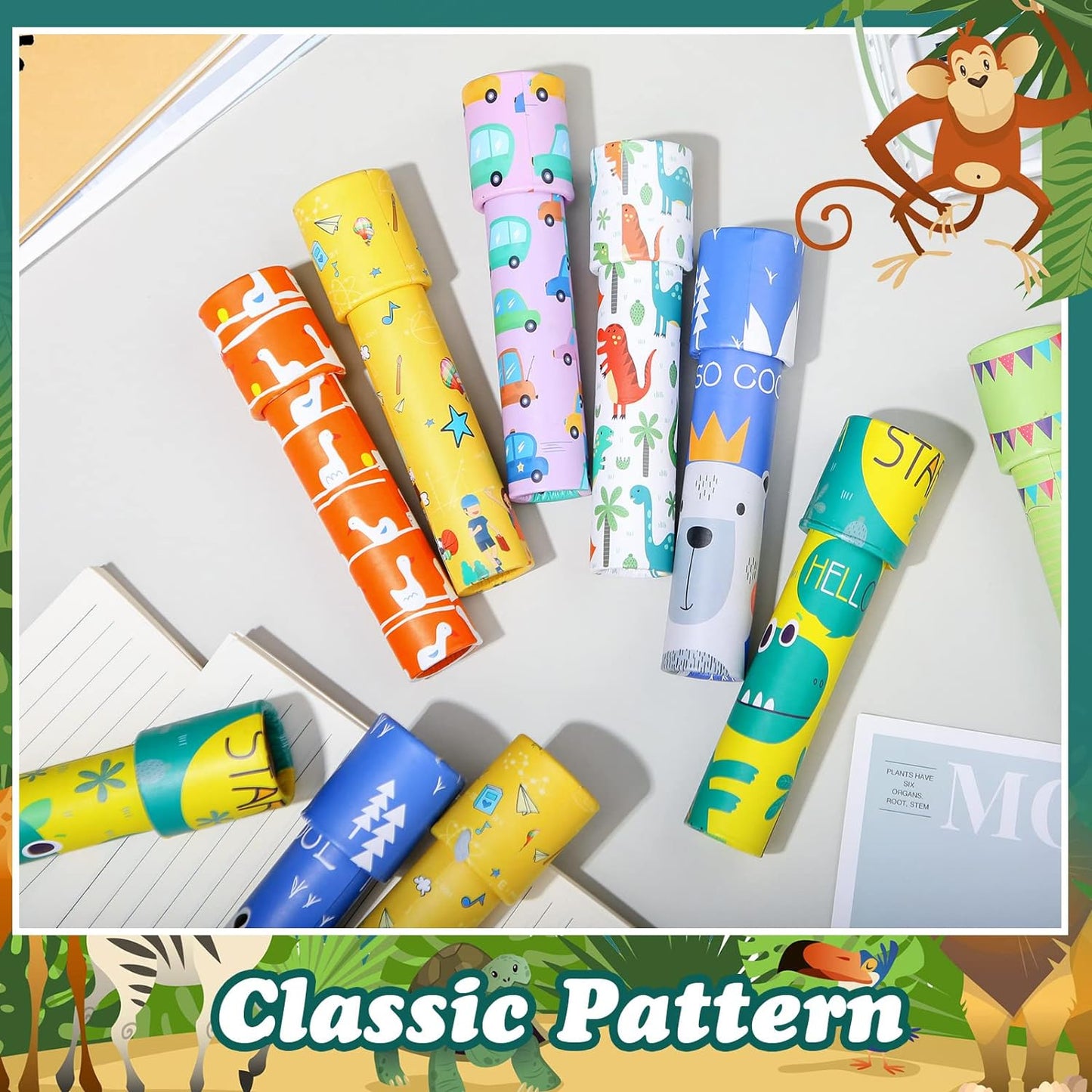 24 Pcs Classic Kaleidoscopes Educational Toys Return Gifts Paper Tumble Tube Prism Lens Old Fashioned Vintage Toys Party Favor Valentines Gift for Kids Stock Stuffer, Random Style (Vivid Style)