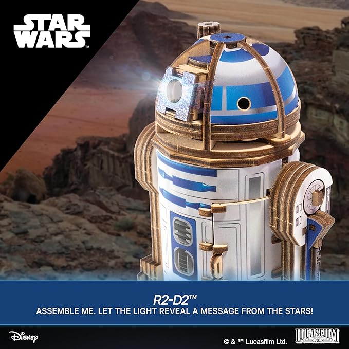 UGEARS Star Wars ™ R2-D2 ™ Wooden 3D Puzzles for Adults - Wooden Model Kits for Adults, Hobby Gifts for Men and Women, Mechanical Wood Puzzles Adult, Building Kits, 3D Puzzle