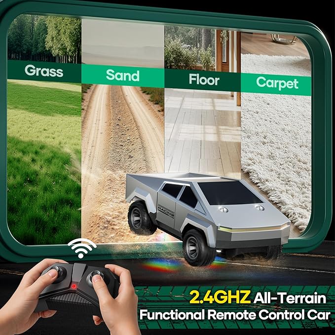 Remote Control Car RC Trucks - 2WD RC Truck Toy RC Cars for All Terrain, 1/24 Scale Pick-up Hobby Monster Truck Toys 2.4GHz Off-Road Vehicles Kids Gifts for Boys/Girls Age 3+, Silver