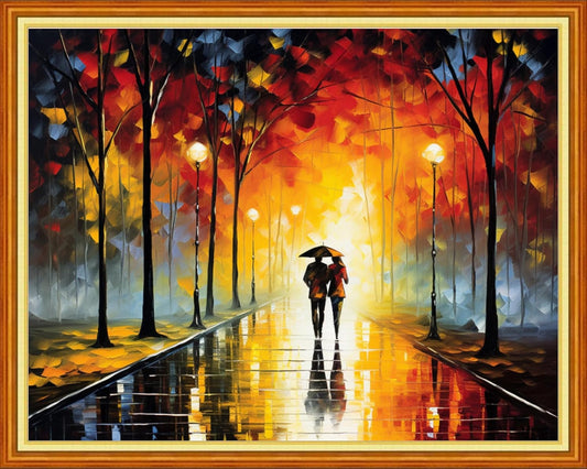 Joyhoor Cross Stitch Kits for Beginners Stamped Cross-Stitch Supplies Needlework preprint Embroidery Kits for Adults DIY Needlepoint Kits Embroidery Patterns 11CT-Romantic Street 16x20 inchs