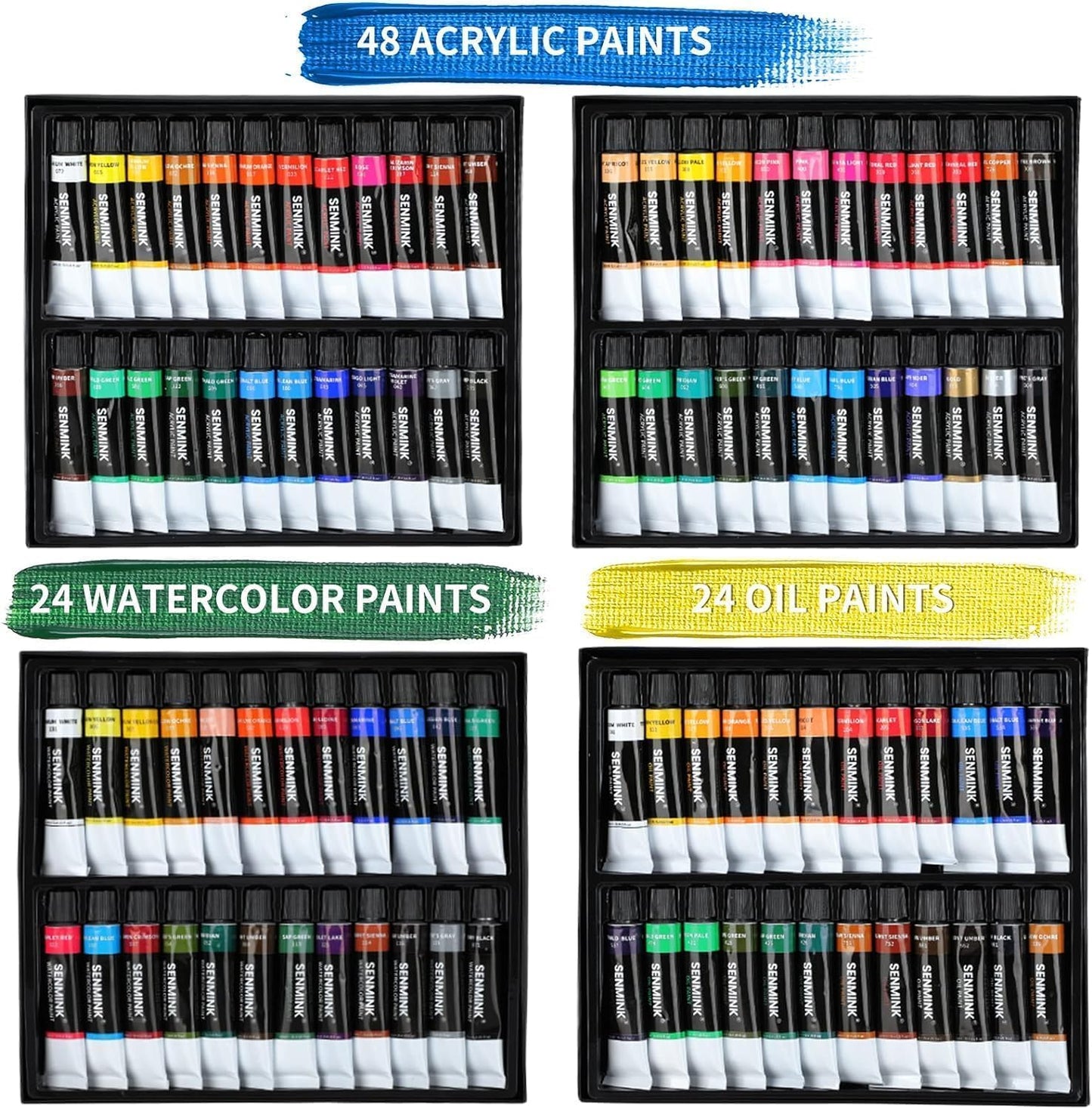 196Pcs Deluxe Artist Painting Set with French Easel, 48 Colors Acrylic & Oil Paints, 24 Colors Watercolor Paints, Art Paint Supplies for Artists, Beginner & Adults