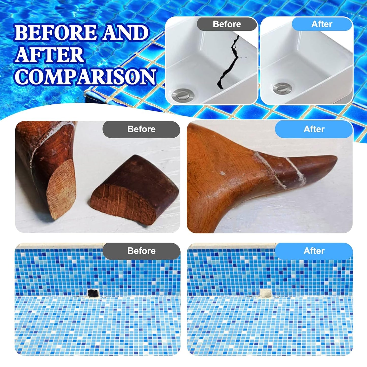 Epoxy Sculpt Clay - 16oz Epoxy Putty for Epoxy Sculpt, 2 in 1 Underwater or Above Fast Repair, Fix Leaks, Cracks, Filling, Sculpting - 2 Part Pool Putty for Metal, Tile, Concrete, Plastic, Ceramics