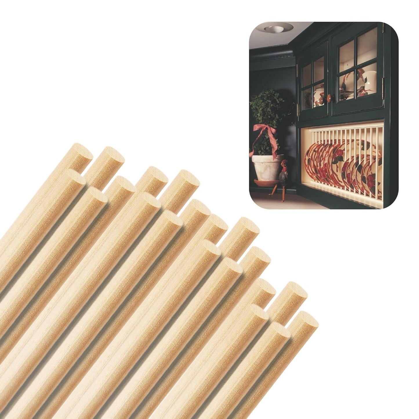 Birch Round Dowels (3/8" x 36", Pack of 20) | Variety of Diameters & Wood Species | Unfinished Wooden Dowel Rods for Crafts & DIY Home Projects | Curtain Rod, Macrame Supplies, Moulding Trim, Flagpole