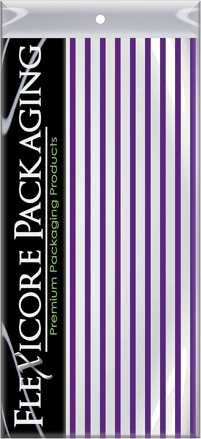 Flexicore Packaging Puple Pin Stripe Print Gift Wrap Tissue Paper Size: 15 Inch X 20 Inch | Count: 10 Sheets | Color: Purple Pin Stripe