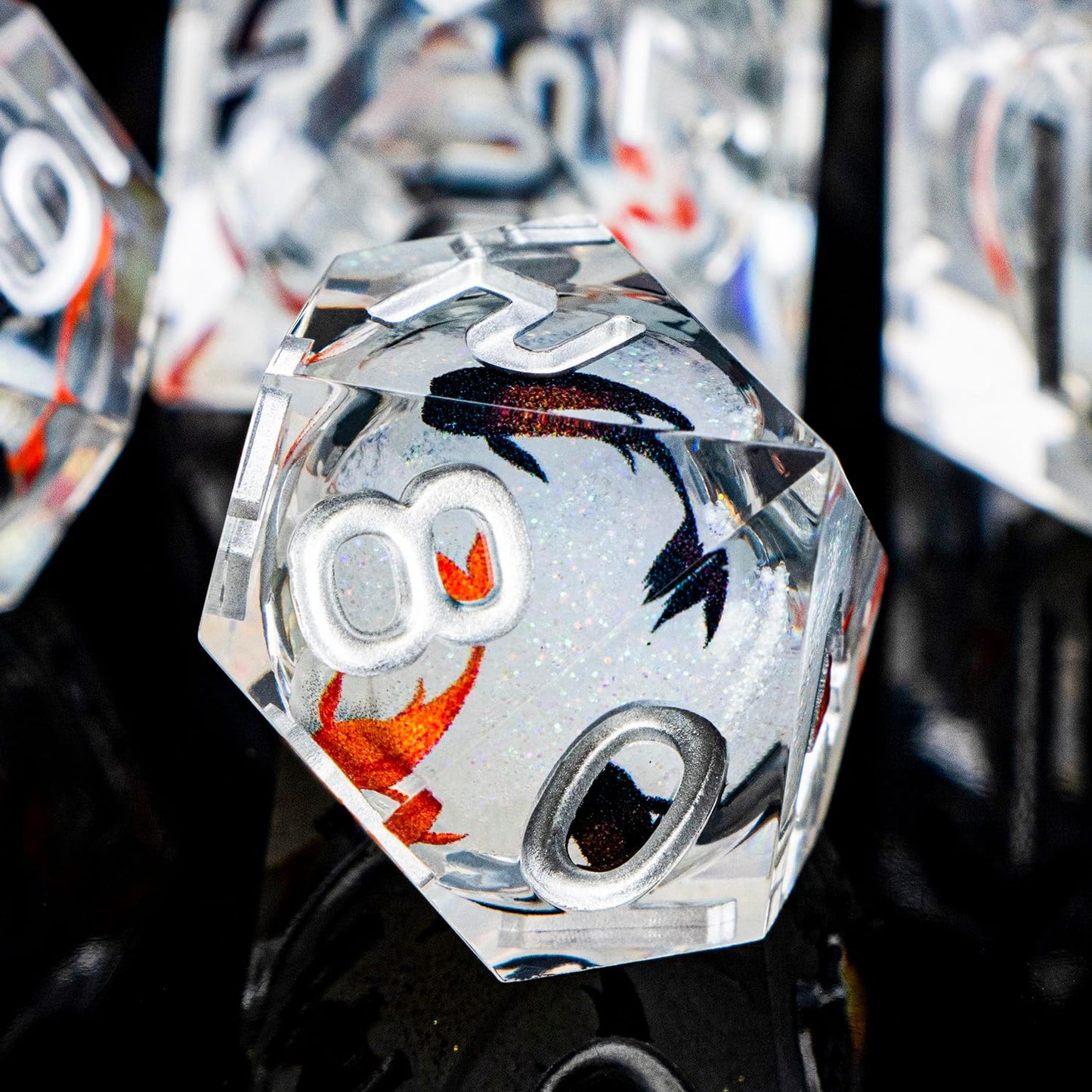 ARUOHHA DND Dice Set Liquid Core Koi Fish Sharp Edged Dragons Dice Compatible with D&D Role Playing Game, RPG Handmade Resin Dungeons Polyhedral D and D Dice Set D20 D12 D10 D8 D6 D4