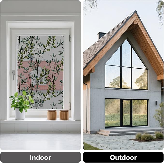 NINETREX One Way Window Privacy Film, Daytime Privacy Static Cling Sun Blocking Anti UV Reflective Window Tint for Home and Office 23.6 x 78.7 inches, Black Silver Leaf