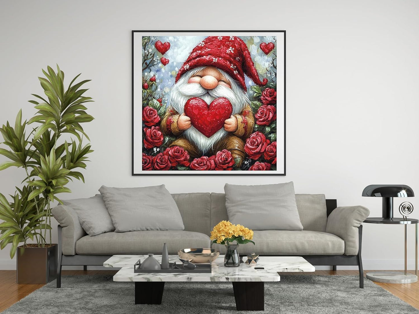 Moohue 14ct Counted Stamped Cross Stitch Kits for Adults Love Gnome Roses Printed Cross Stitch Patterns Art Crafts Cross Stitch Supplies (Love Gnome)