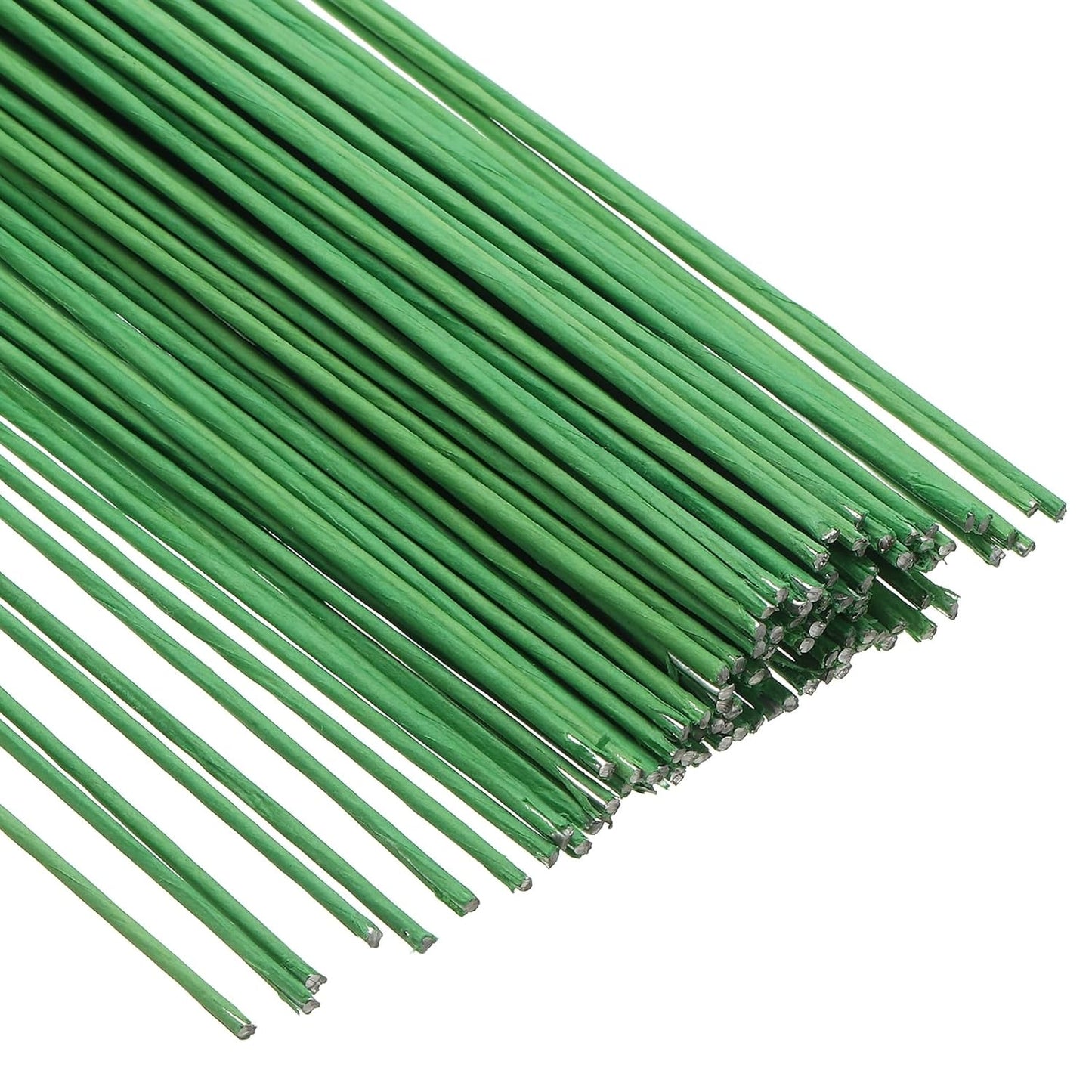 PATIKIL 16 Gauge 16" Floral Stem Wire, 100 Pcs Paper Wrapped Iron Artificial Flower Stem Accessories for DIY Bouquet Stem and Craft Decoration, Light Green