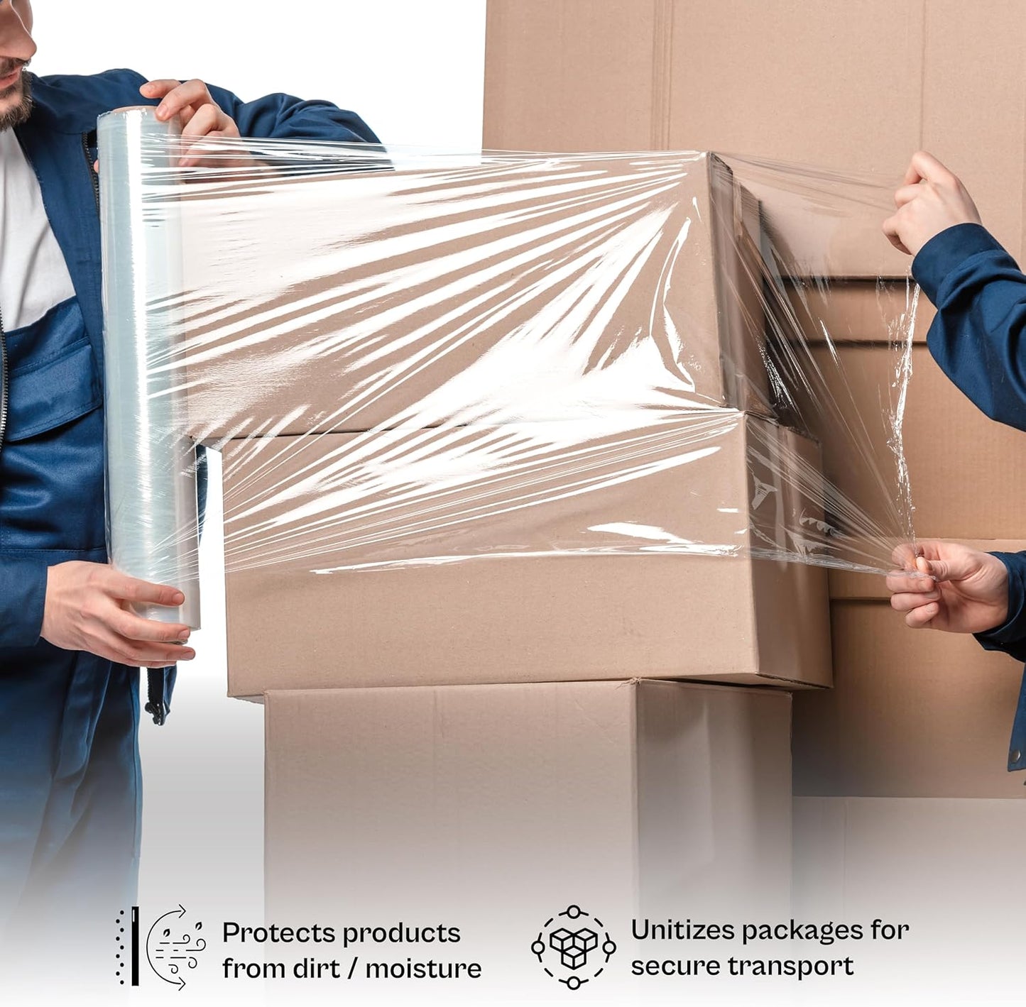 PSBM Stretch Wrap, 4 Pack, 17 Inch x 1476 Feet, 65 Gauge, Clear Plastic Cling, Cast Hand Stretch Film Rolls for Packaging Moving Packing Pallets