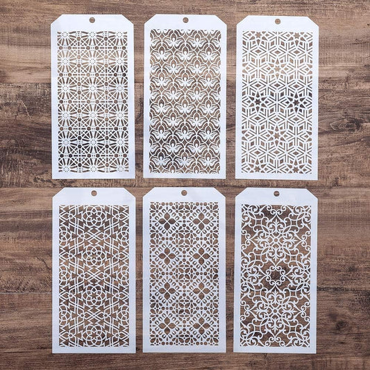 DIY Decorative Stencil Template for Scrapbooking Painting on Wall Furniture Crafts,Set of 6 (Seamless Vertigo)