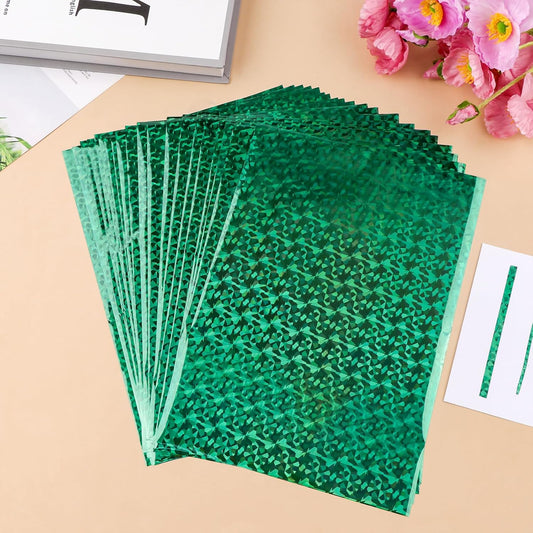 Briartw 50 Sheets Green Gemstone Toner Reactive Foil - Per Sheet 20x29cm (7.9 x 11.4 inch)- Metallic Finish for Laser Printers & Laminators - Ideal for Printing,Cardmaking,Scrapbooking,DIY Projects