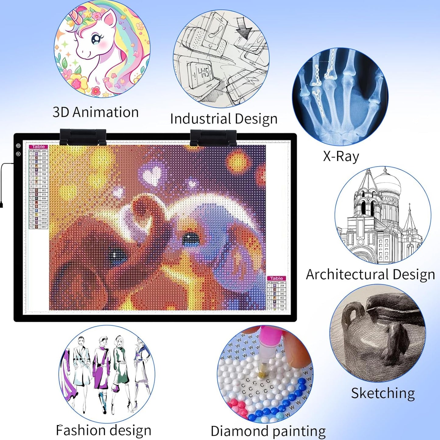 Luxjoyful A1 Extra Large Light Board for Diamond Painting,LED Rechargeable Light Pad with Built-in 6000mAh Battery,3 Color Stepless Dimming,Light Box for Tracing,Diamond Painting,Drawing,Vinyl Weeding