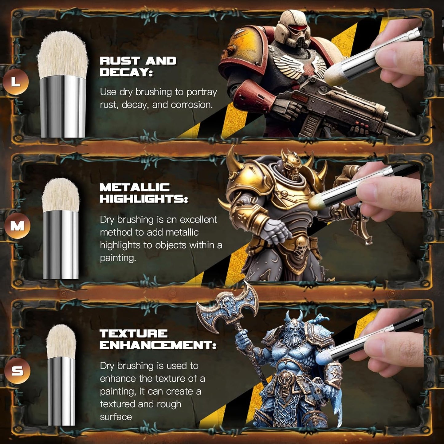 Golden Maple Miniature Paint Brushes Drybrush-10pcs Micro Detail Paint Brush Set, Small Fine Detail Brushes for Acrylic, Watercolors & Paint by Number, Figurine