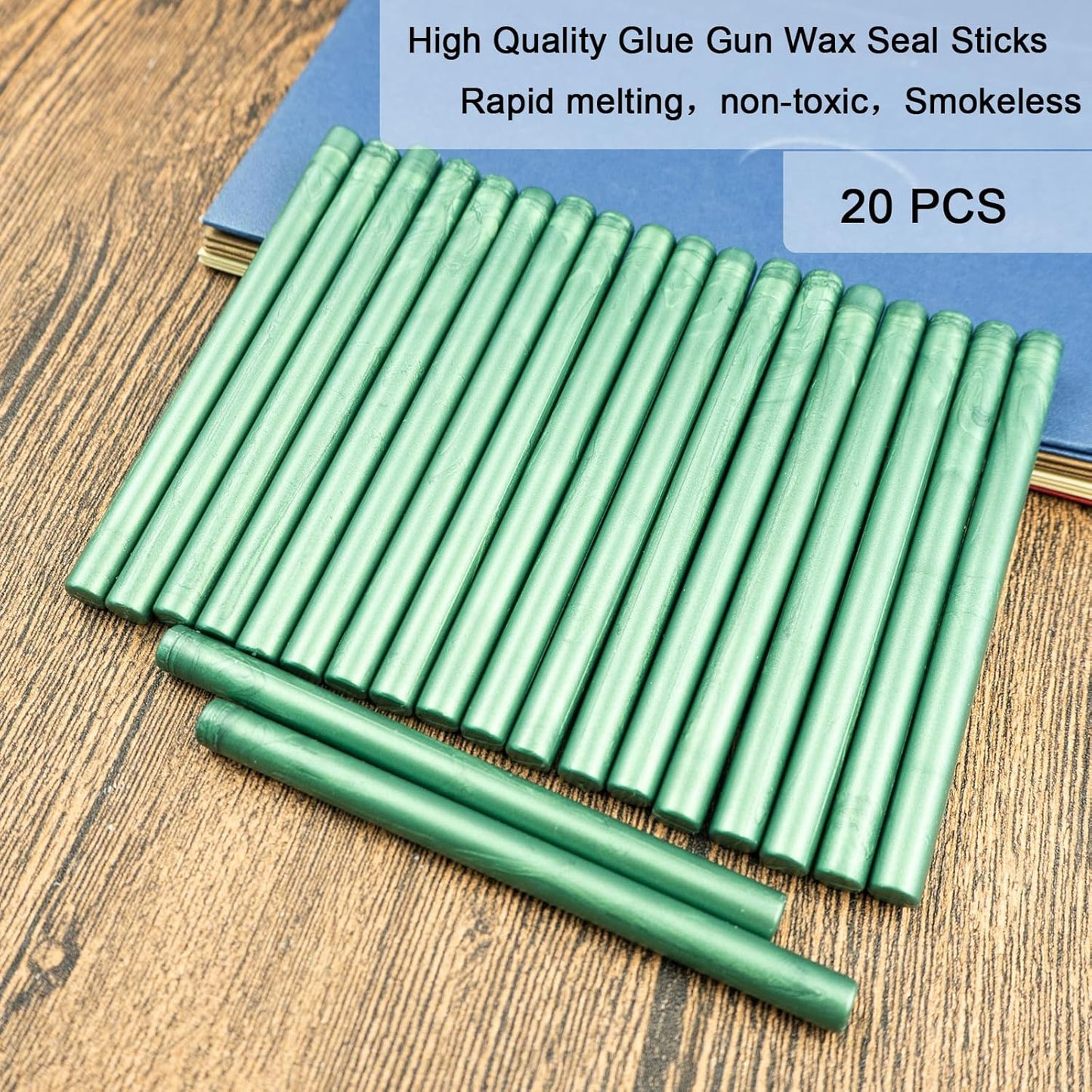 20PCS Mini Glue Gun Wax Seal Sticks for Wax Seal Stamp, Sealing Wax Sticks for Wedding Invitations, Cards, Envelopes (Pine Green)