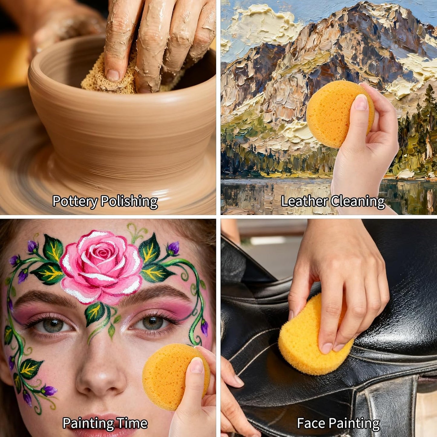15pcs Pottery Sponges for Clay Round Painting Sponge Yellow Elasticity Cleaning Art sponges for Face Painting Pottery Art Crafts Kitchen Shoes Leather Care