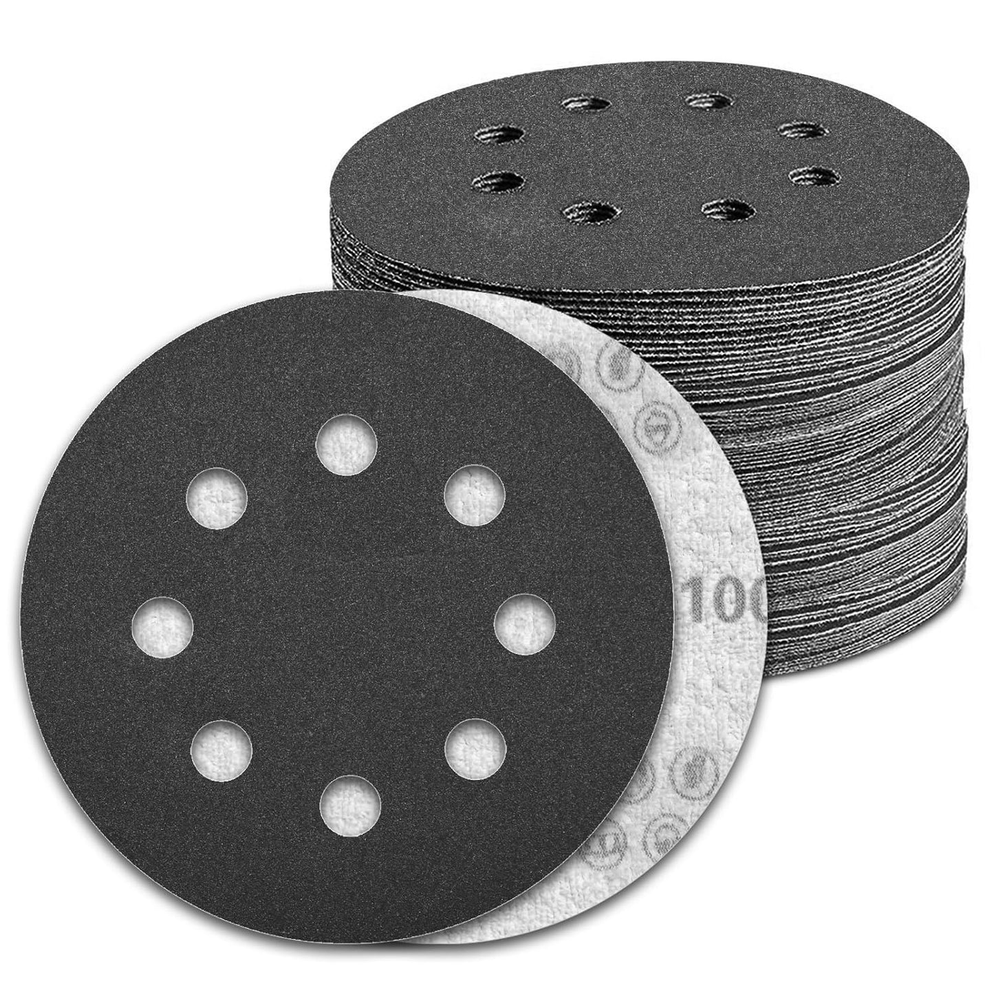 100 Pcs 5 inch Wet Dry Sanding Discs Grit 1000 Hook and Loop 8 Hole Silicon Carbide Orbital Sander Sandpaper