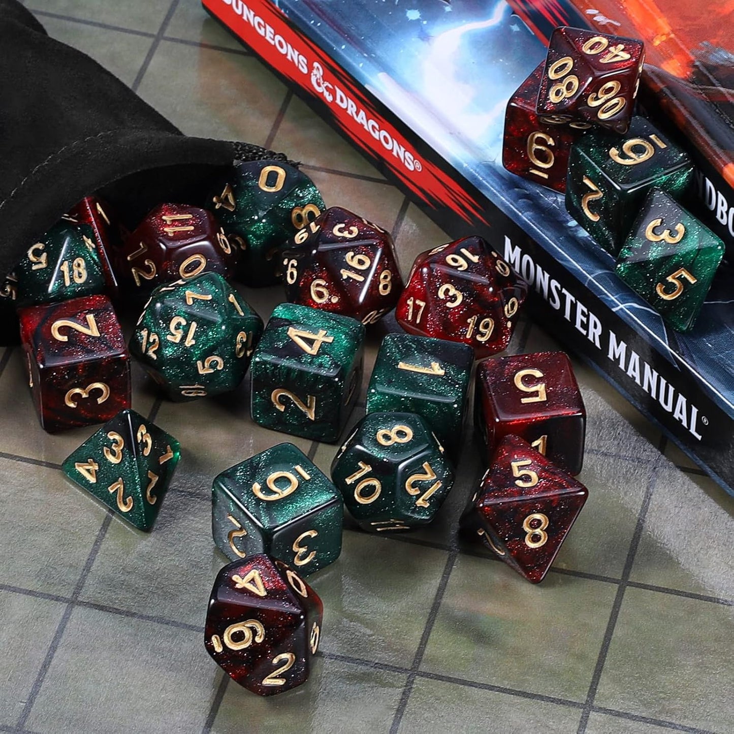 CiaraQ DND Dice Sets - 2 X 11 Polyhedral Dice (22pcs) for Dungeons and Dragons, Role Playing Table Game.