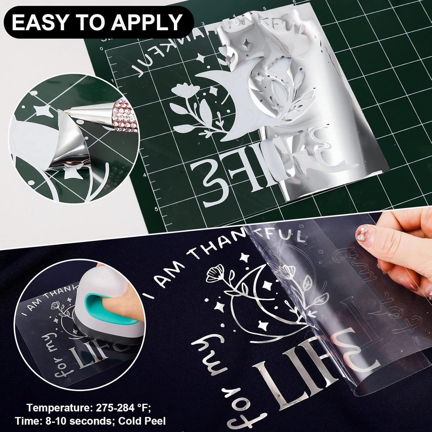 VINYL FROG Metallic Foil HTV Vinyl Roll 12" x5ft Silver Chrome Iron on Vinyl Easy to Cut & Weed Heat Transfer Vinyl DIY Heat Press Design for T-Shirts