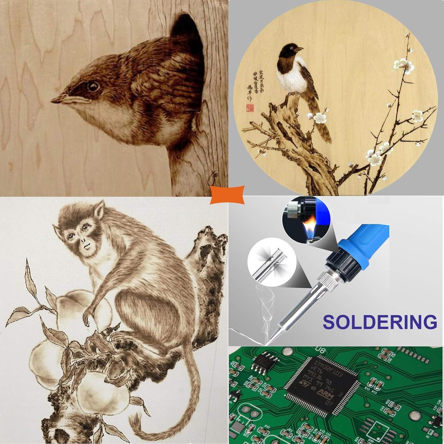 112PCS Calegency Wood Burning Kit-Wood Burning Tool Set with Digital LCD Display Pyrography Pen Adjustable Temperature and Embossing/Carving/Soldering/Engraving Tips for Wooden Crafts