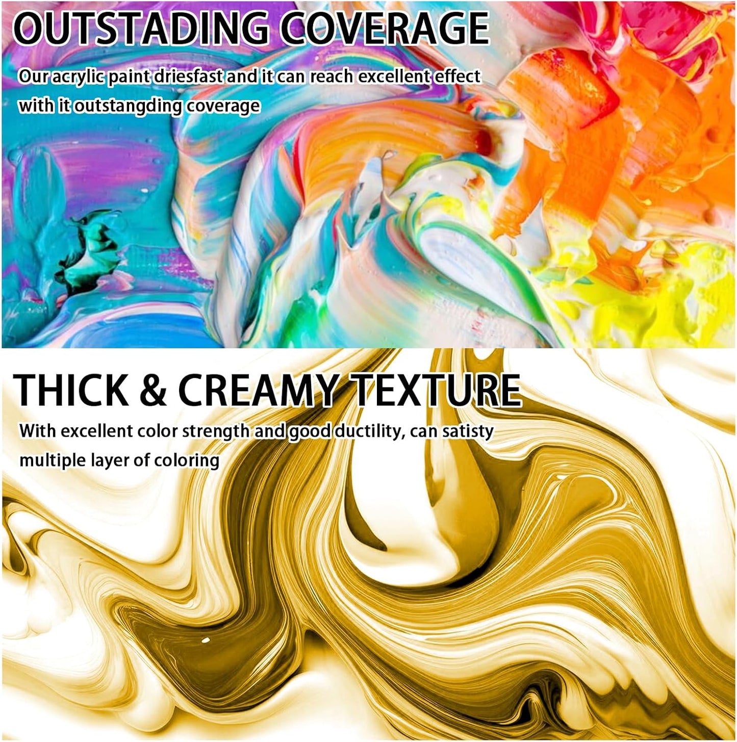 SNOWSUN Yellow Acrylic Paints, Large Bulk Heavy Body Acrylic Paint (42.4 oz, 1L) - Non Toxic Gloss Thick Art Paint for Multi-Surface, Ideal for Canvas Wood Ceramic Fabric and Leather, Stone Craft, for Artists & Beginners