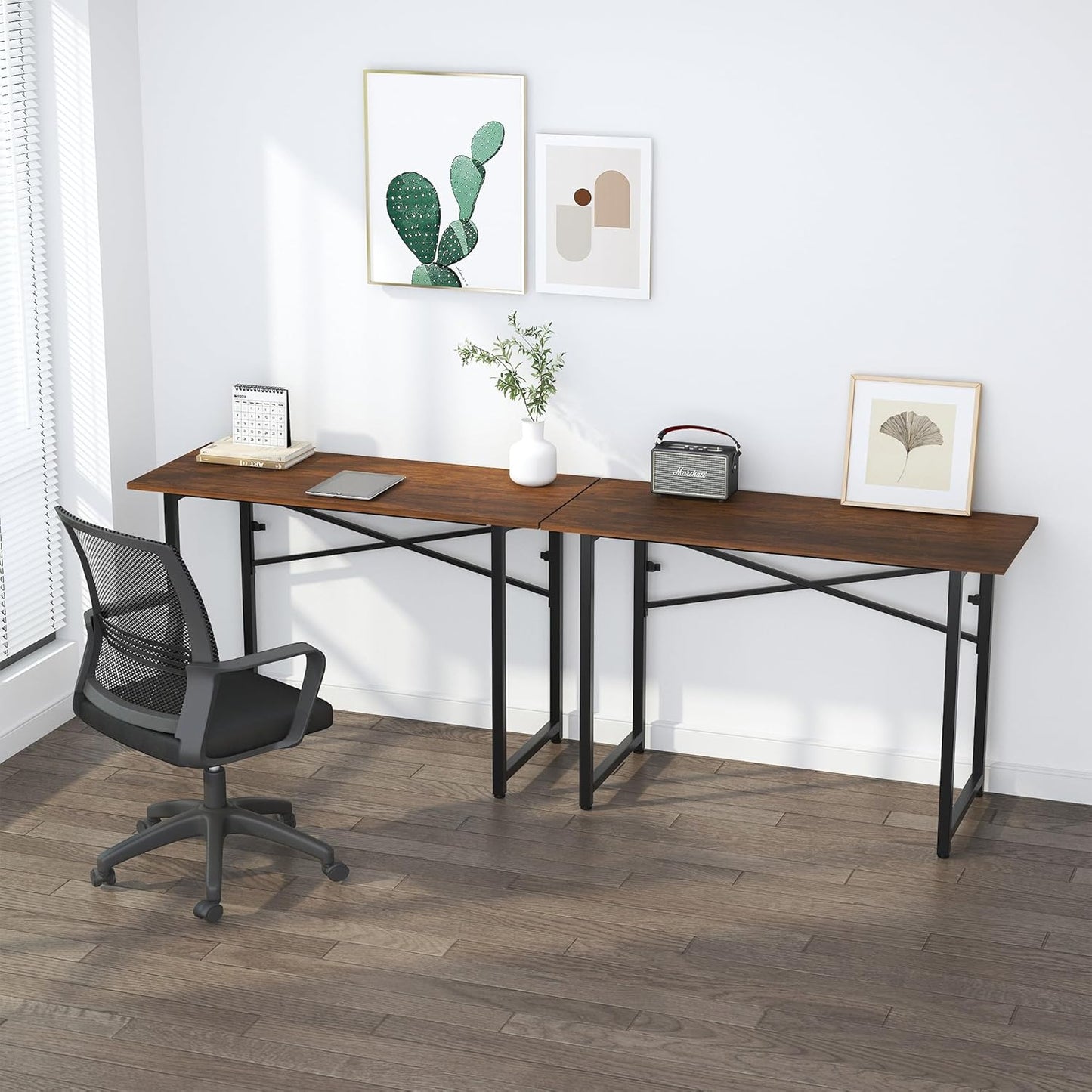 47 inch Folding Desk No Assembly Required, Writing Gaming Computer Camping Table, Home Office Desk, Mahogany