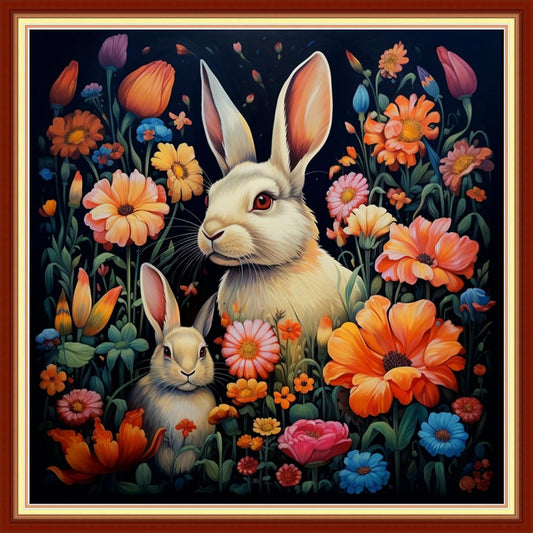 Stamped Cross Stitch Kits - Beach Night Landscape Counted Cross Stitch Kits for Beginners Adults Needlepoint Cross-Stitch Patterns-Lucky Rabbit 18x18 inchs