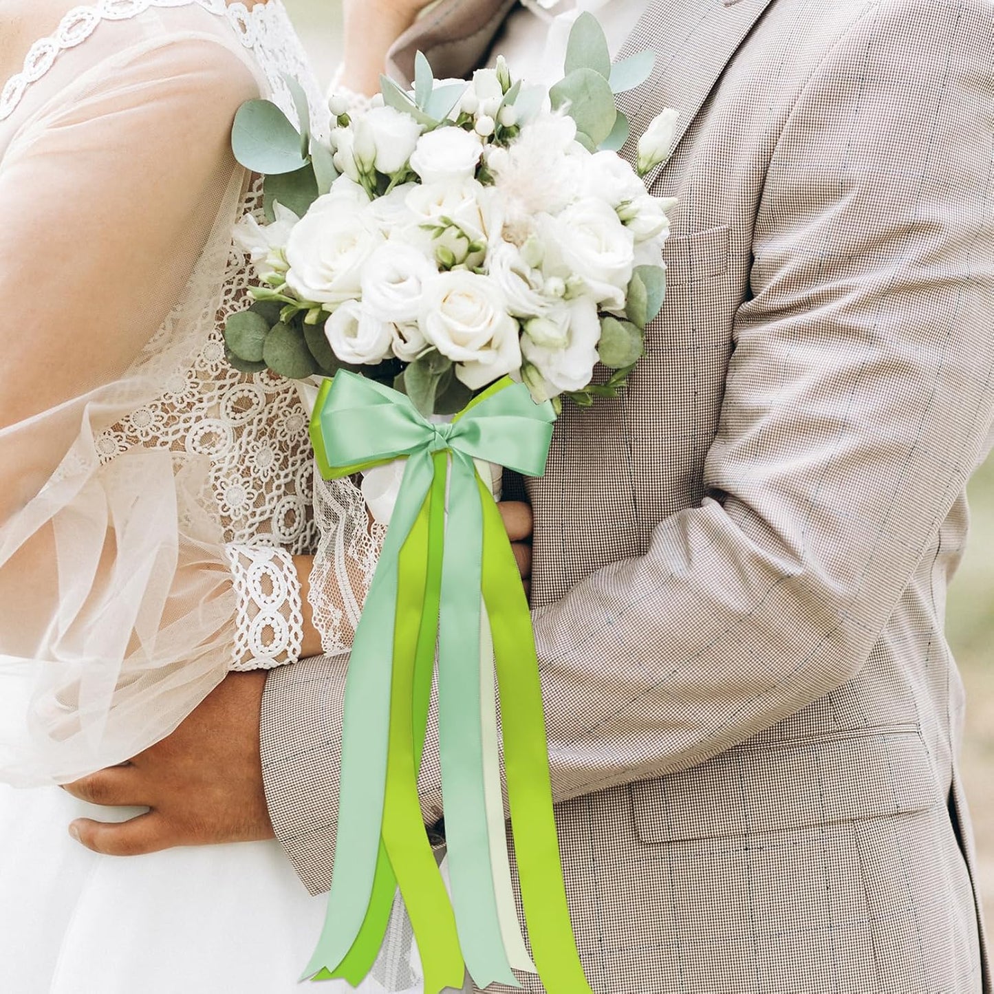 1-1/2 Inch Green Satin Ribbons for Crafts, 6 Rolls Single-Faced Green Assorted Ribbons for Gift Wrapping Flower Bouquet Wedding Invitations Bridal Shower Hair Bows Garland Party Decor