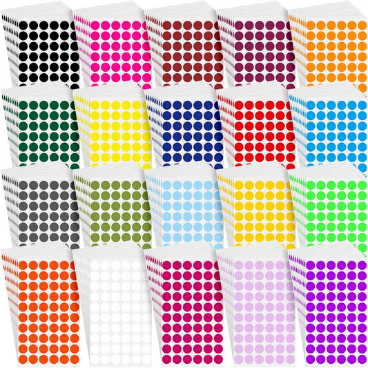 Thenshop 12000 Pcs 1/2 Inch Round Colored Circle Dot Sticker Label 20 Assorted Colors Adhesive Circle Dot Label Coding Sticker for Coloring Marking Organizing