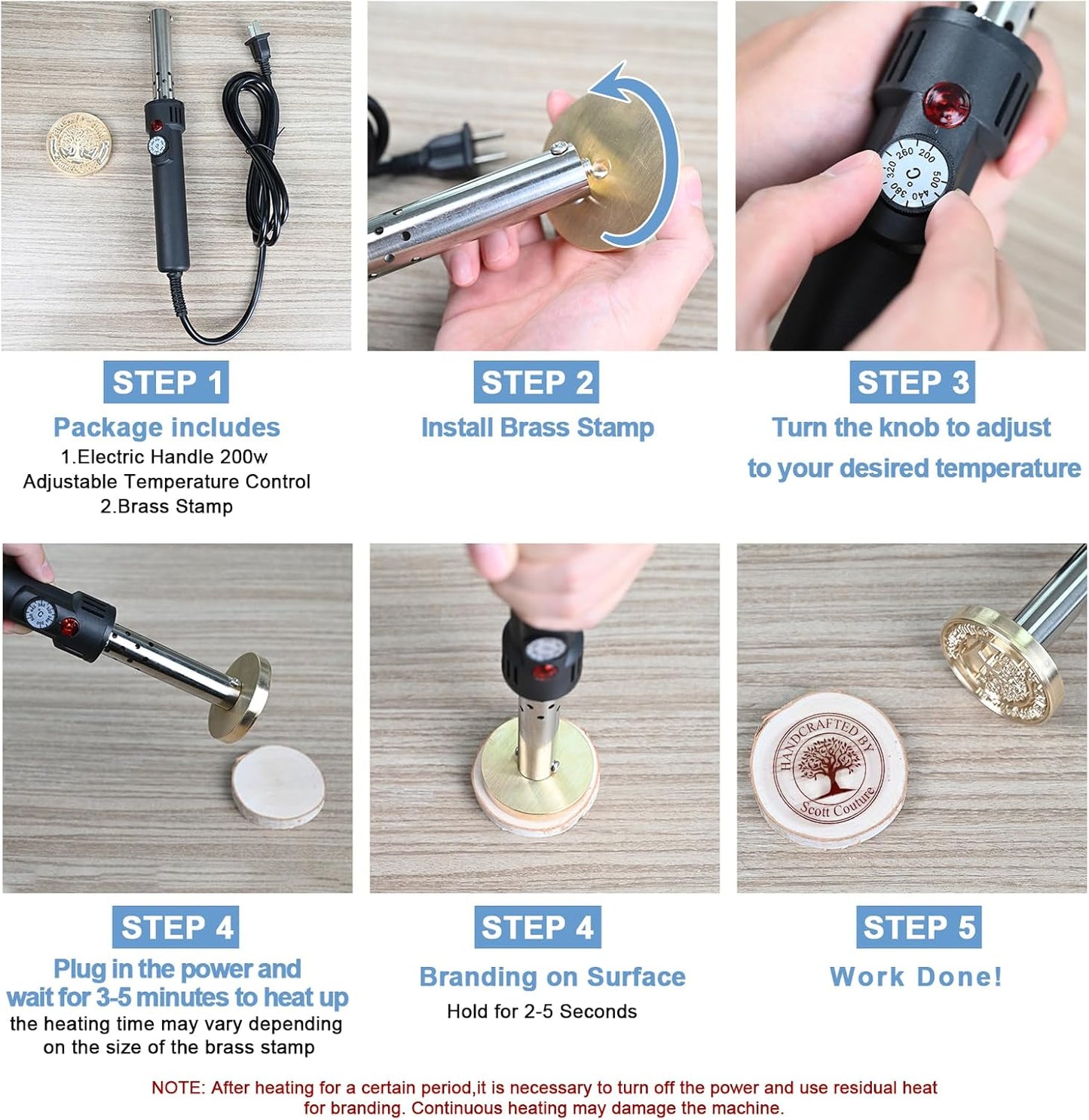 Custom Electric Branding Iron for Wood, Adjustable Temperature Wood Branding irons Personalized Wood Burning Letter Stamp for Leather Woodworking Tool, Handcraft & Wedding Gifts(2Inches)