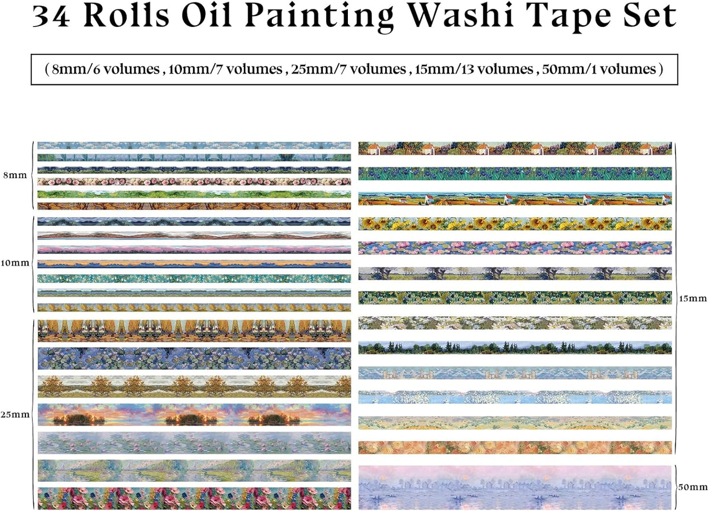 34 Rolls Washi Tape, Aesthetic Colored Decorative Cute Scrapbook Tape for Scrapbooking Supplies Journaling Craft Junk Journal