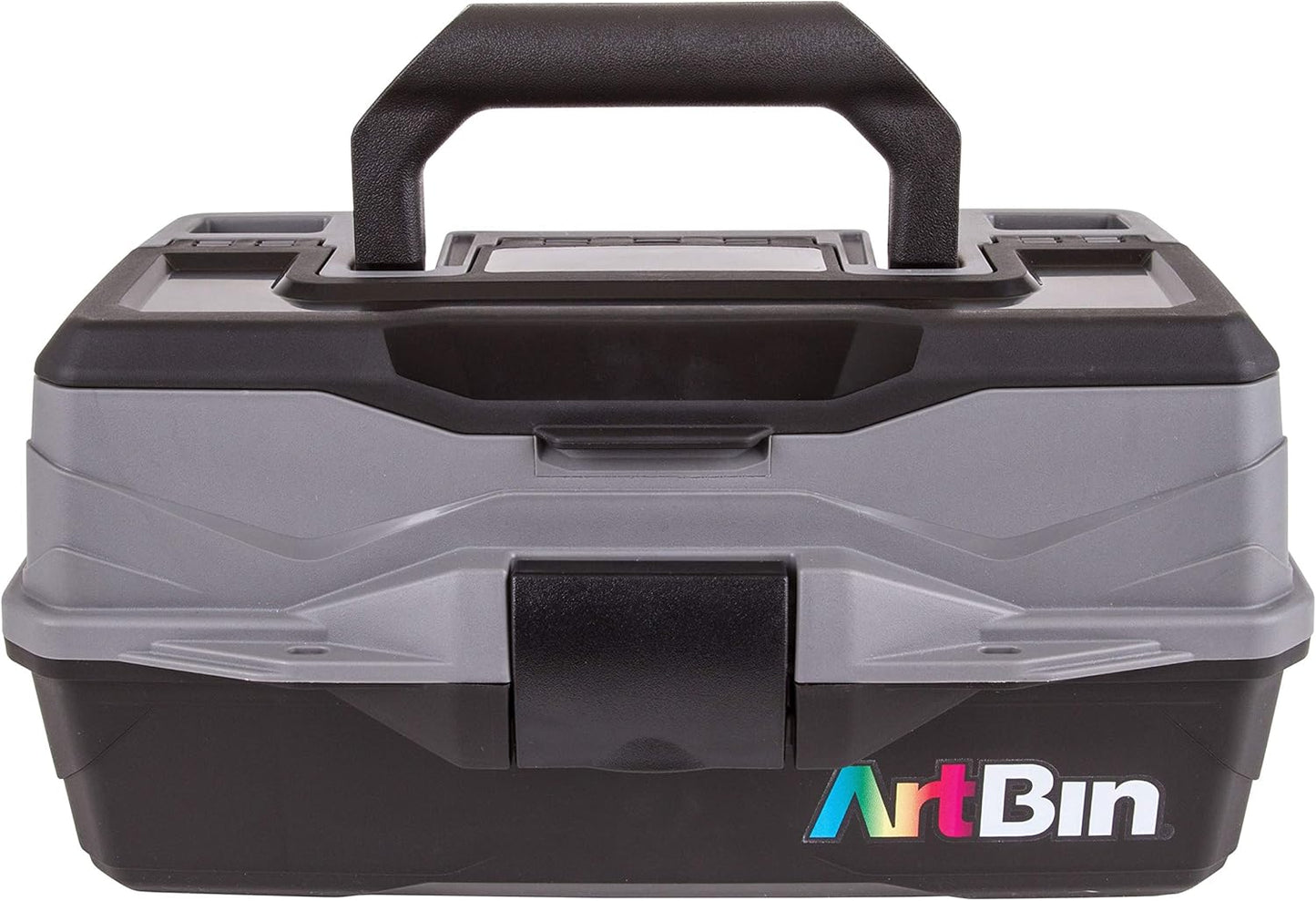 ArtBin 6891AG 1-Tray Art Supply Box, Portable Art & Craft Organizer with Lift-Up Tray, [1] Plastic Storage Case, Gray/Black