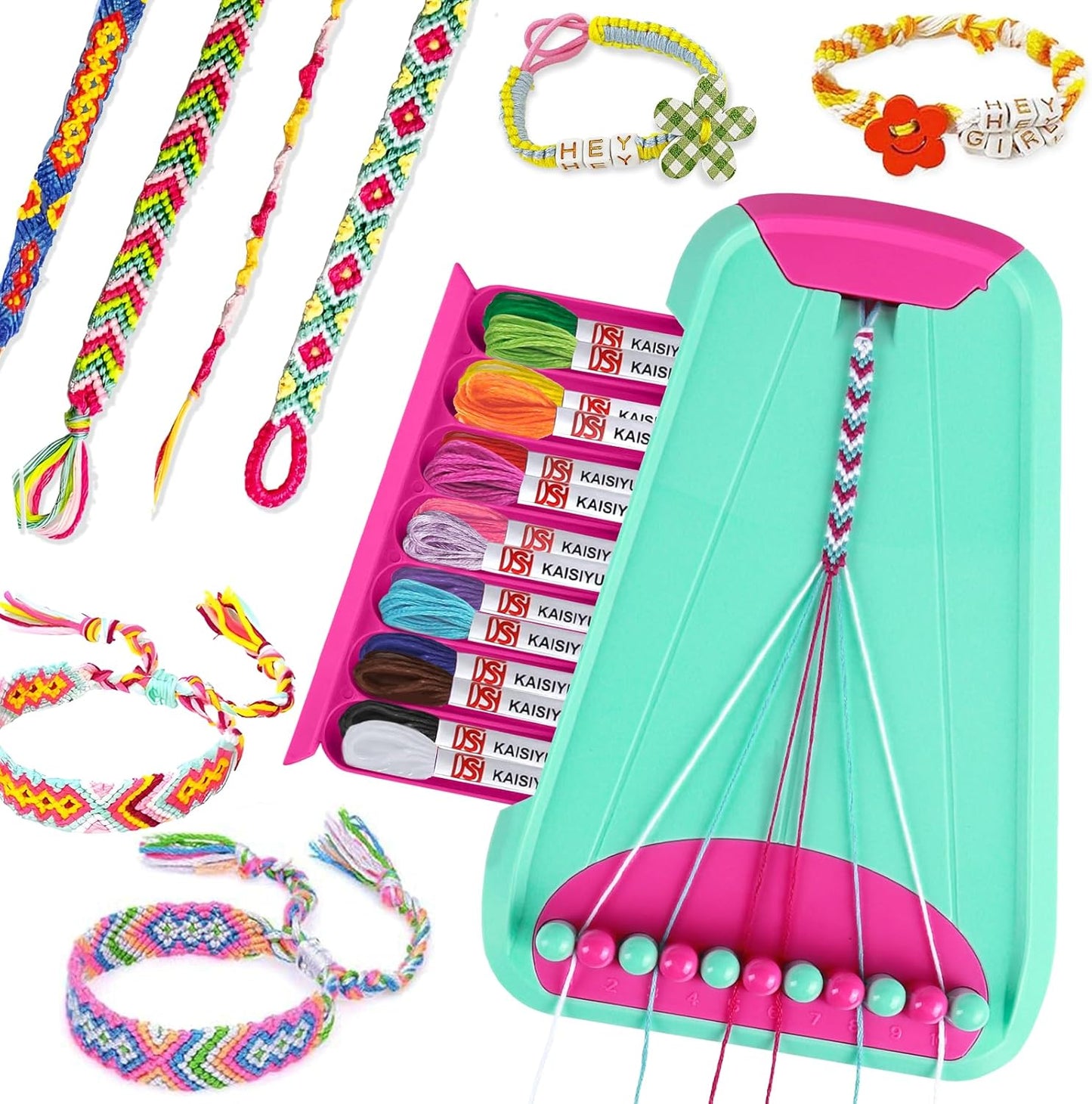 Rdfmy Friendship Bracelet Making Kit for Girls, Arts and Crafts Bracelets String Maker Kit for Kids Ages 8-12 Christmas Birthday Gifts Green