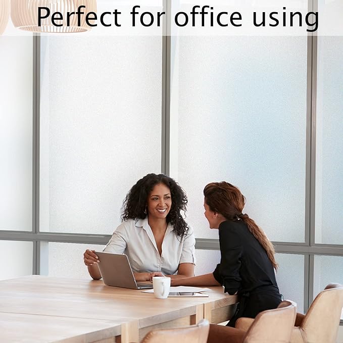 HIDBEA Frosted Window Privacy Film Heat Control UV Blocking, Static Cling Non-Adhesive Reusable Door coverings for Bathroom Home Office (Frosted 45.2 Inch x 13.1 Feet)