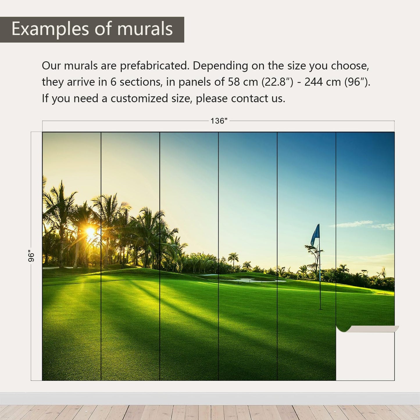 AFZEVEB-Green Golf Course Landscape Wallpaper Wall murals for Bedroom 136"x96"(Not Peel and Stick)